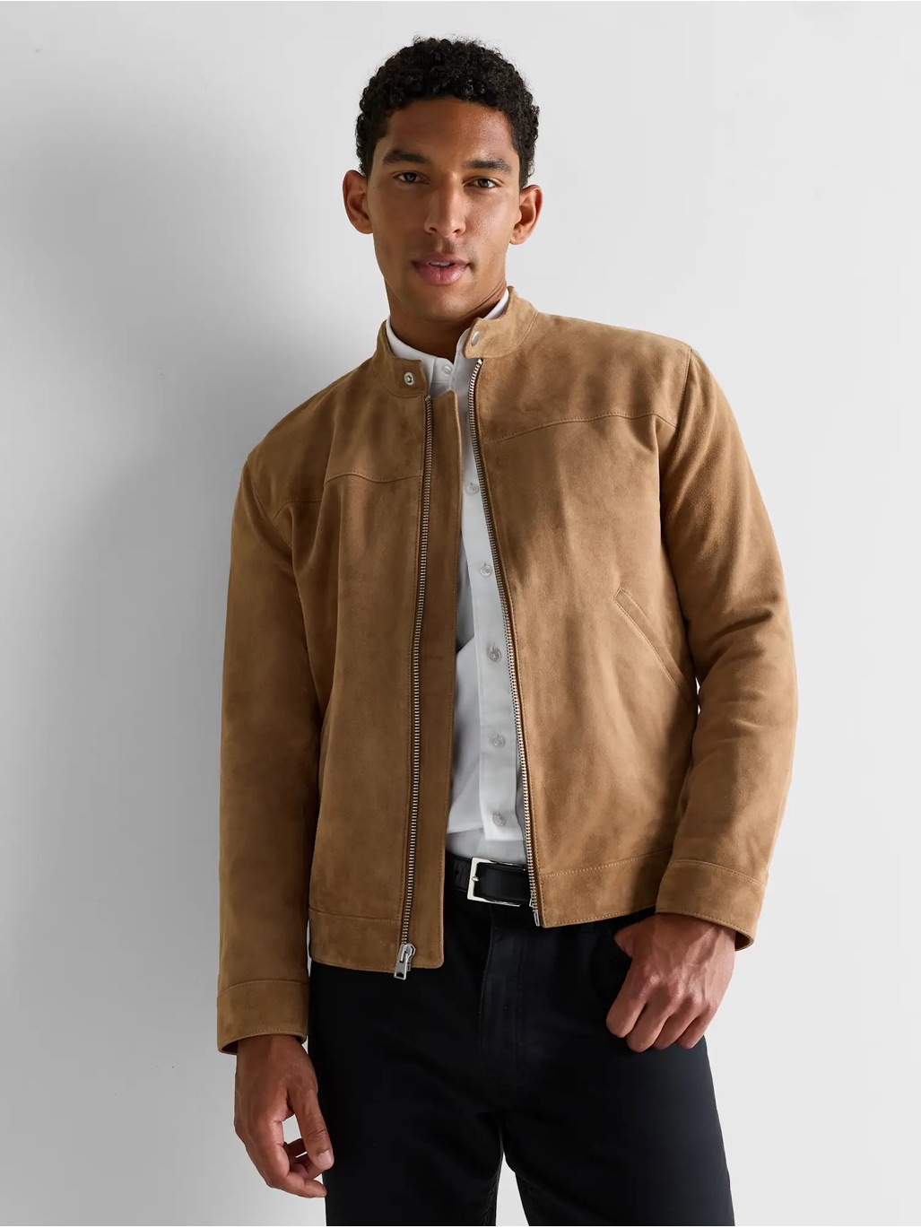 Quince Mens 100% Suede Caf Racer Jacket Tan Outerwear Xl